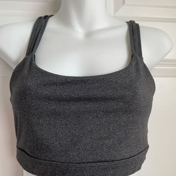 Gap Fit Marbleized Racerback Triple Stripe Sports Bra Gray Medium Athleisure M - Picture 1 of 10